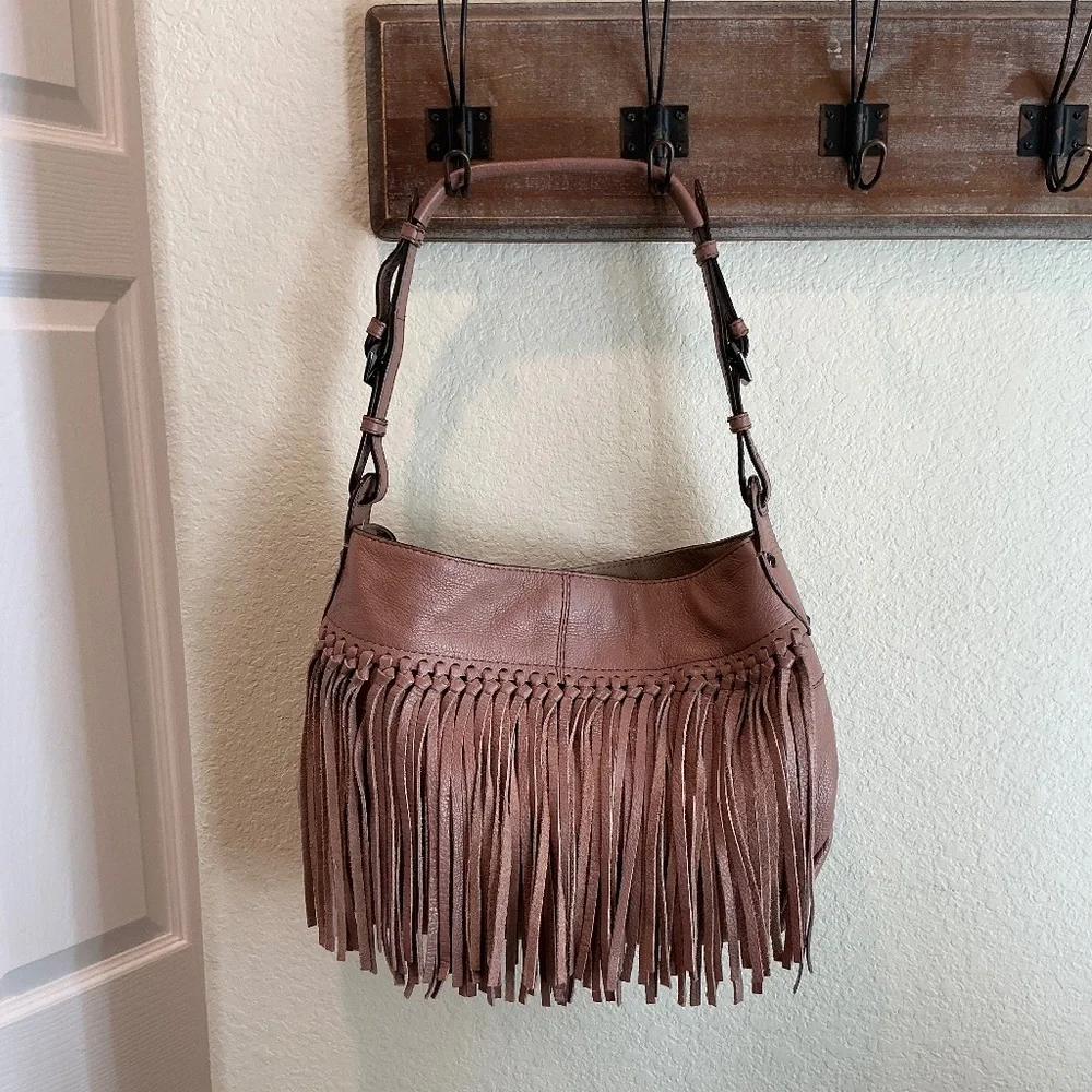 OrYANY Josie Leather Fringe Blush Adjustable Strap Handbag (1 of 2)